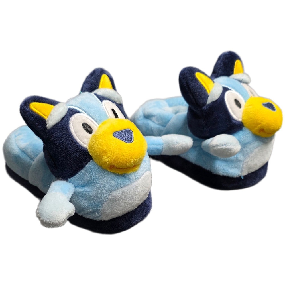 Bluey Plush Slippers Boy's Girl's Toddler Size 7/8‎ Blue Navy Yellow